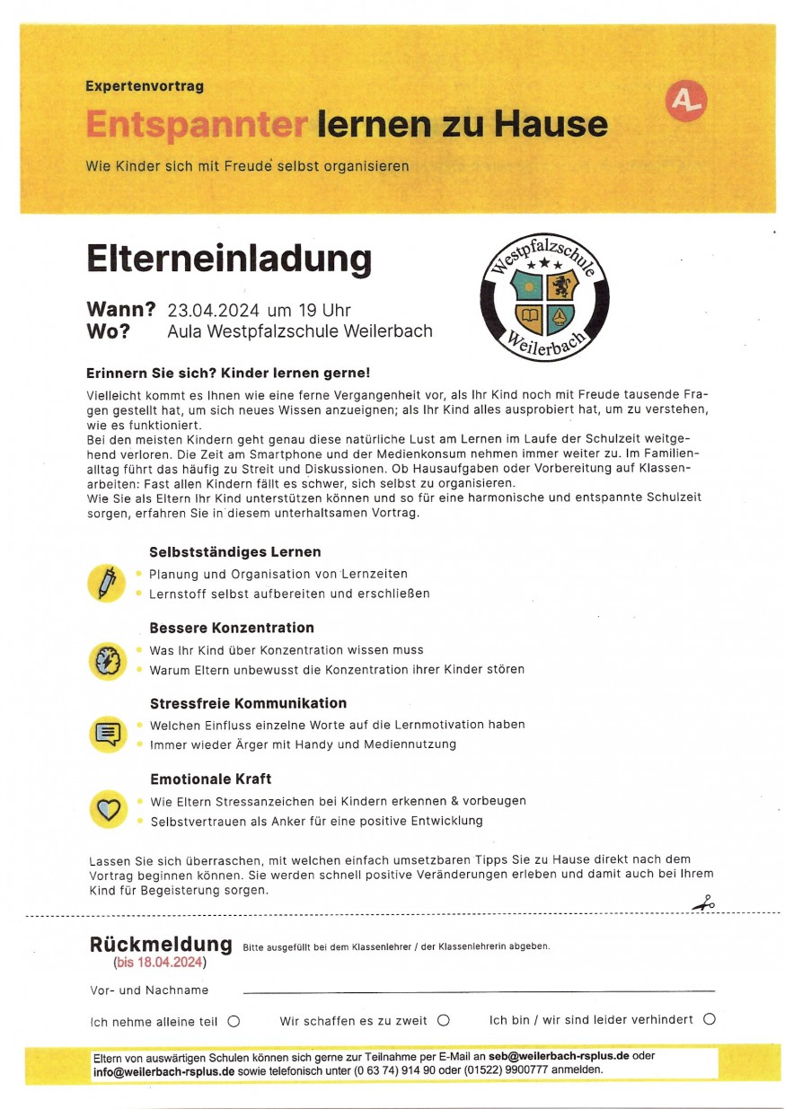 Elterneinladung 23.04.24 19 Uhr